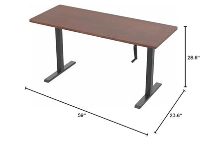 VIVO Manual Height Adjustable 60 x 24 inch Stand Up Desk, Dark Walnut Solid One-Piece Table Top, Black Frame, Standing Workstation with Foldable Handle, DESK-KIT-MB6D | Manual, Holds 110 lbs, Sit Stand, Height Adjustable, Solid One-Piece Table Top, Home O