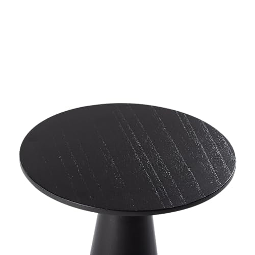 COZAYH Farmhouse Pedestal Small End Table Round Martini Table Wood Plant Stand Rustic Drink Table for Small Space Living Room, Bedroom, Black - color: Balck