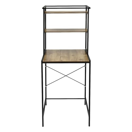 Over Washer and Dryer Shelves,Dryer Storage Shelf,3 Tiers Laundry Room Storage and Organizer Standing Shelf,Height Adjustable Laundry Room Shelves, Load-Bearing Capacity 22lbs (Black+ Oak) - color: Black+ Oak