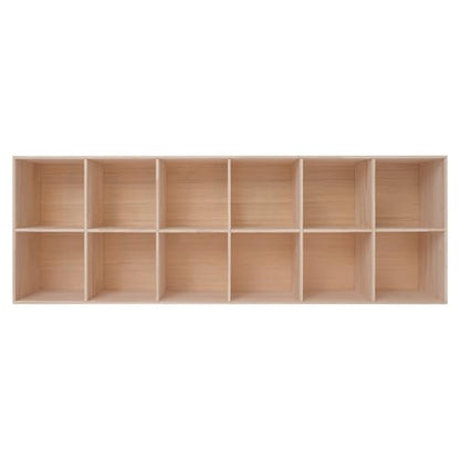 Wooden 12 Cube Shelf Bookcase, Floorstanding Bookshelf with Open Compartments & Back Panel 70.87x11.81x23.62 Inch, Solid Wood Cube Storage Organizer for Living Room, Bedroom (12 Cube) - size: 12 Cube