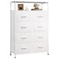 WLIVE Fabric Dresser for Bedroom with Open Shelves, Tall White Dressers with 8 Drawers, Storage Tower with Fabric Bins, Chest of Drawers for Closet, Hallway - color: White, style: Raised Shelves
