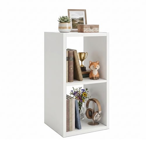 WannabeMyself【2026 Wooden Thick Frame 】 2 Cube Storage Organizer with Anti-Tipping Kits, Reversible Open Back Book Shelf,Bookcase for Living Room,Bedroom,Entrance Hall,Office,11.6×24.7×13.1,White - color: White, size: 2 cube (11inch)