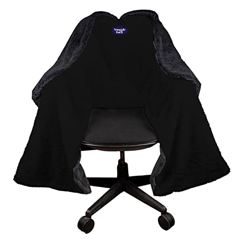 Black Fur: The Original Office Chair Blanket by SnuggleBack; Cozy Comfy Office Desk Chair Wrap Attaches for Hands-Free Warmth. Stay Warm In The Winter or Summer. (Black Faux Fur) - color: Black
