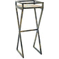 HomeStock Modern Plant Stand - Metal Plant Display Stand - Indoor Outdoor Decor - Gray Stone Slab & Gold Accents - 35.5" Tall