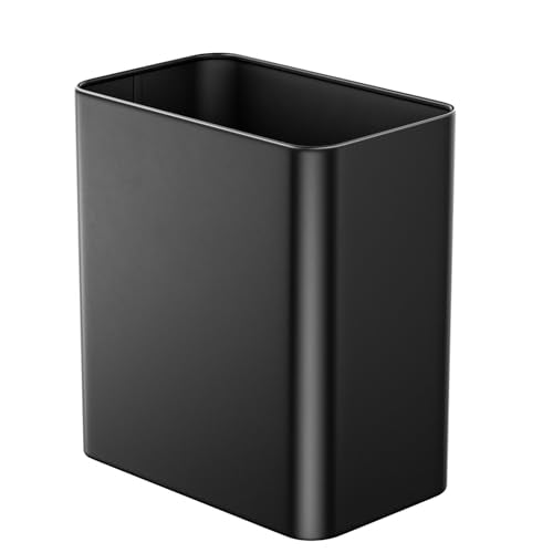 Small Bathroom Trash Can 2.4 Gallon Wastebasket, Slim Metal Garbage Can Matte Black Stainless Steel Trash Bin for Bedroom,Office,Kitchen,Toilet, rv, Near Desk, Under Sink - color: Black