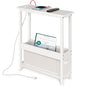 BAMGROW Slim Charging End Table with Storage - for Small Spaces and Bedroom (White) - color: White