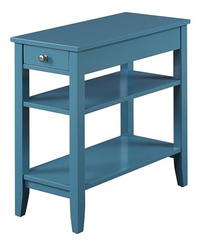 Convenience Concepts American Heritage Chairside End Table with Drawer 23.5" - Classic Living Room Table with Storage Shelf, Bedroom Nightstand, Blue - color: Blue