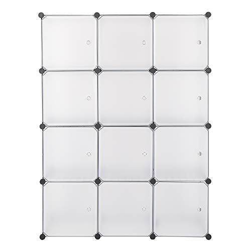 Cube Storage Organizer, 12-Cube Storage Cubes Shelves Bookshelf,Closet Organizers, DIY Stackable Plastic Clothes Shelving for Bedroom, Home, White
