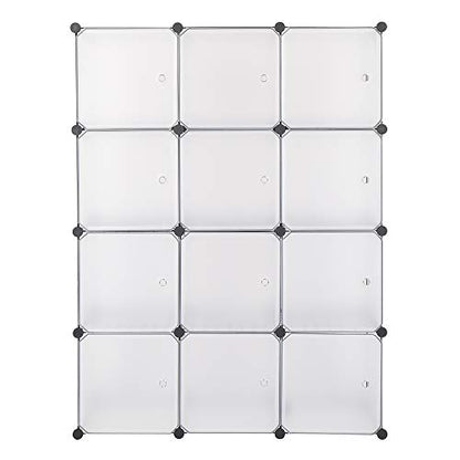 Cube Storage Organizer, 12-Cube Storage Cubes Shelves Bookshelf,Closet Organizers, DIY Stackable Plastic Clothes Shelving for Bedroom, Home, White