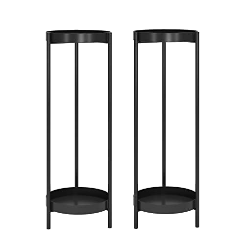 2 Tier Metal Flower Plants Holder, with 2 Removable Display for Indoor or Outdoor,Pot Plant Planter Display (Black 2P) - color: Black 2P