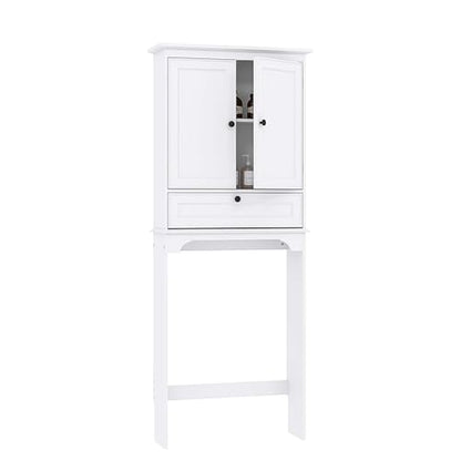 Spirich Bathroom Over the Toilet Storage Cabinet with Tilt-Out Cube, White | Space-saving Organizer for Small Bathrooms, Doors Conceal Clutter, Adjustable Shelf, Anti-Tip Device, Engineered Wood