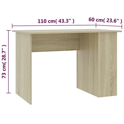 Sonoma Oak Computer Desk with Spacious Work Surface 43.3 x 23.6 Inches, Modern Water Resistant Design for Home Office Storage and Study, Easy to Clean Neutral Finish Desk - color: Sonoma Oak