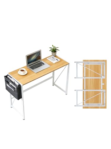 Modern Folding Desk Writing Computer Desk, Beige, 31.5 inch - color: Beige, size: 31.5 inch