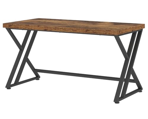 LVB Rustic Wood Computer Desk, Metal Home Executive Office Desk, Industrial Large Gaming Writing Desk, Wooden Student Study Computer Table for Bedroom Living Room, Rustic Brown, 60 Inch - color: Rustic Brown, size: 60 inch