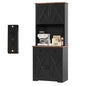 GarveeLife 71" Pantry Cabinet with Charging Station, Tall Kitchen Pantry Storage Cabinet with Microwave Stand, Large Farmhouse Kitchen Hutch with Cabinet Doors & Drawer for Living Room, Dining Room - color: Black