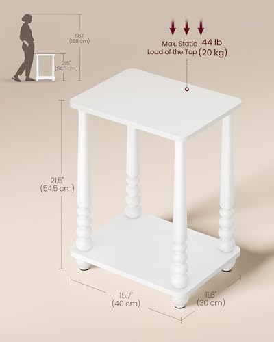 VASAGLE Mariel Collection - Side Table, Accent Nightstand for Small Spaces, Rectangular End Table with Shelf, Solid Wood Legs, Mid-Century Modern, Living Room Bedroom, Cloud White ULET294WB01S - color: Cloud White