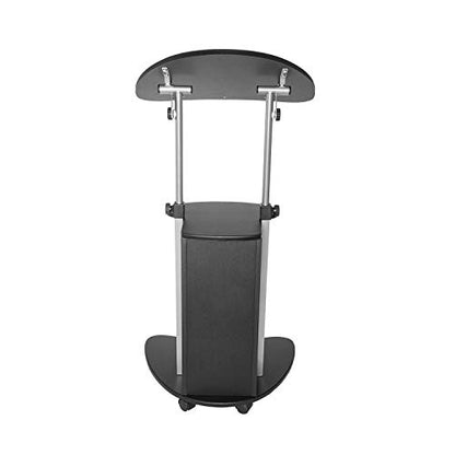 Techni Mobili Sit-to-Stand Mobile Medical Laptop Computer Cart, Black, Adjustable Height, B005 | Adjustable height rolling laptop cart with storage, open shelf, wheels, sit‑to‑stand ideal for podium office medical use - color: Black