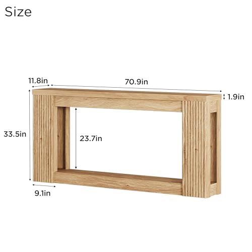 Maupvit Fluted Wooden Console Table with 2 Storage, 71 Inches Rectangular Entryway Table Behind The Couch, Farmhouse Boho Sofa Table for Entrance, Hallway, Living Room (Natural) - color: Natural
