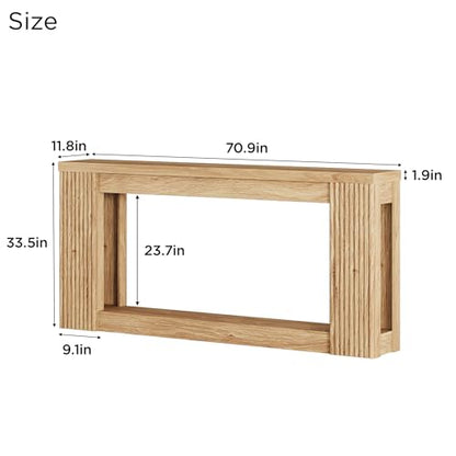 Maupvit Fluted Wooden Console Table with 2 Storage, 71 Inches Rectangular Entryway Table Behind The Couch, Farmhouse Boho Sofa Table for Entrance, Hallway, Living Room (Natural) - color: Natural