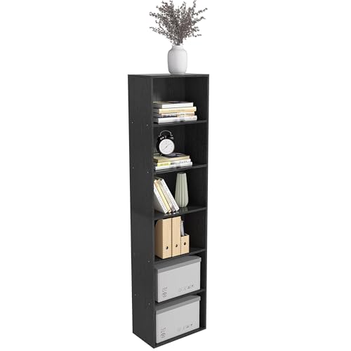 Wooden 6 Cube Storage Organizer, Vintage Brown 6 Cube Storage Shelf, 6 Tier Closet Organizers Storage Cubes Display Cubby for Any Space (Black, 6 Cube-W(15.7inch)) - color: Black, size: 6 Cube-W(15.7inch)