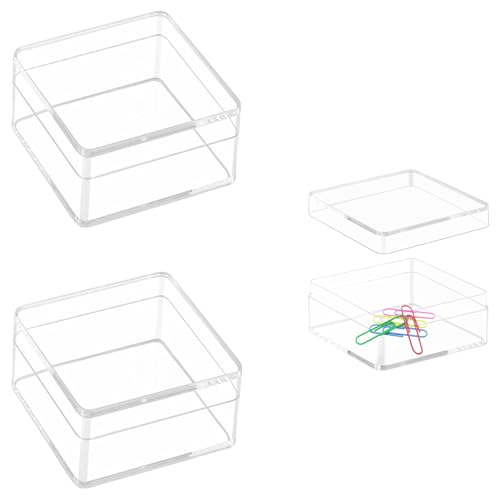 KissYou Acrylic Box Clear Display Box with Lid Jewelry Storage Container Party Decoration - size: 3.94 x 3.94 x 2.36 Inch