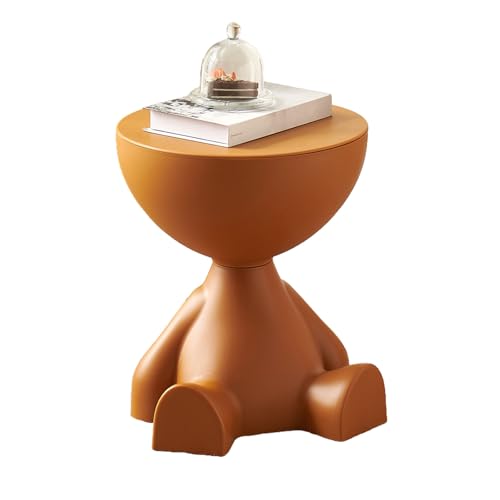 Side Table, Circle Coffee Table, Nightstand, Small End Table Accent Living Room Bedroom Balcony Office, Bedside Home Decor for Living Room, Bedroom, Small Spaces, Easy Assembly (Orange) - color: Orange