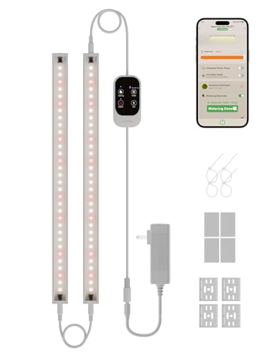 GLOWRIUM Smart Grow Lights for Indoor Plants with APP, Full Spectrum Grow Lights for Seed Starting, G6 Plant Light Strip with auto Timer, 3 Angle dimming Levels for Plant Shelf, 2-Pack (White, 16W) - color: White, size: 2 Pack