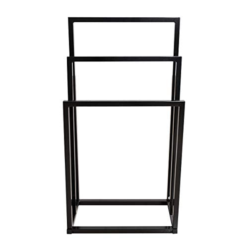 Metal Towel Racks 3 Bars for Bathroom Freestanding Drying Shelf 3 Tier Storage Organizer Washcloths Holder (Black)