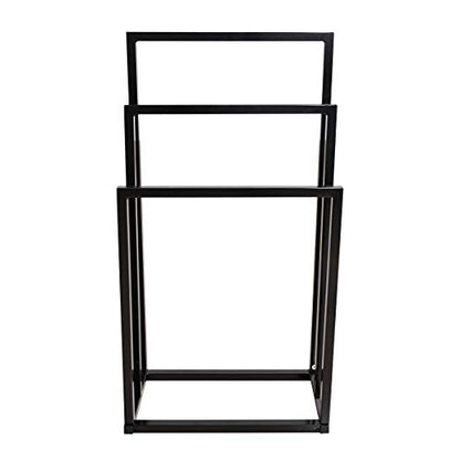 Metal Towel Racks 3 Bars for Bathroom Freestanding Drying Shelf 3 Tier Storage Organizer Washcloths Holder (Black)