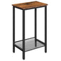 HOOBRO Tall Side Table, Industrial End Telephone Table with Adjustable Mesh Shelves, Small Tall Nightstand for Living Room, Bedroom, Entryway, Office, Rustic Brown and Black BF03DH01 - color: Rustic Brown + Black