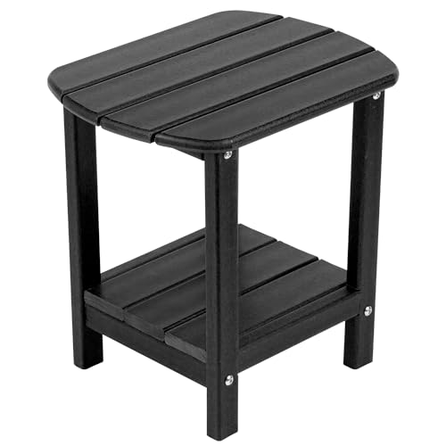 nalone Adirondack Side Table 16.5" Outdoor Side Table HDPE Plastic Double Adirondack End Table Small Table for Patio (Black) - color: Black