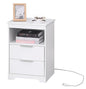 End Table White，with 2 Drawers and Large Storage Space TC02WET - color: White, style: 2 Drawers