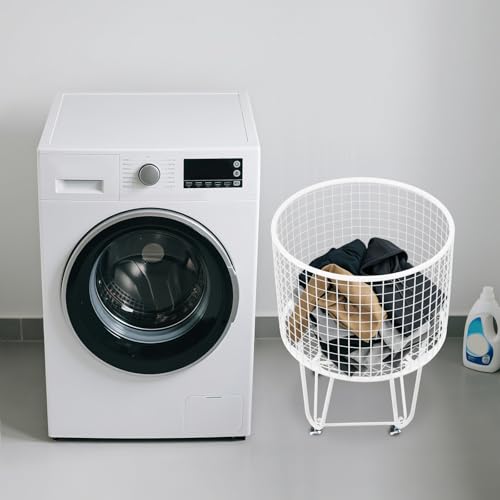 Mesh Wire Laundry Basket Storage Cart, Wire Metal Rolling Laundry Basket | for Bathroom Bedroom Dirty Clothes Storage (E) - size: E