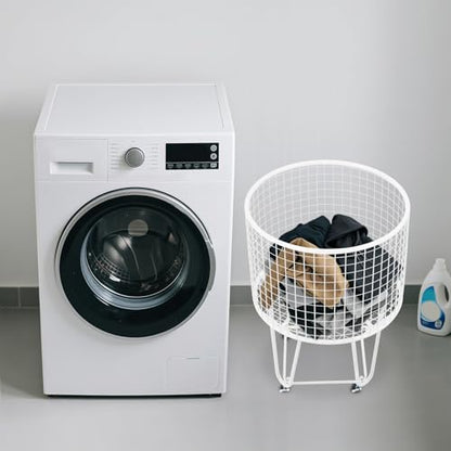 Mesh Wire Laundry Basket Storage Cart, Wire Metal Rolling Laundry Basket | for Bathroom Bedroom Dirty Clothes Storage (E) - size: E