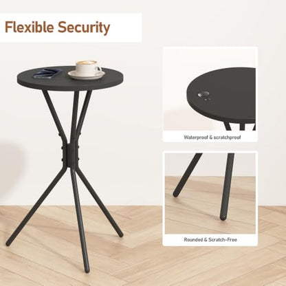 TUTOTAK Small Round End Table, Mini Side Table, Drink Table, Pedestal Table | for Small Spaces, Accent Nightstand, livingroom, Bedroom, Black TB01BK098 - color: Black, size: 1 Pack, style: Triangle
