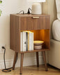 Walnut Fluted Nightstand, Modern Bedside Table with Storage Drawer, Wood Night Stand Side End Table for Bedroom, Living Room, Office