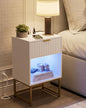 Masupu Fluted Nightstand with Charging Station and LED Lights,Modern Night Stand Wood Bedside Table with Storage Drawer Side End Table for Bedroom, Office,White - color: Light-white