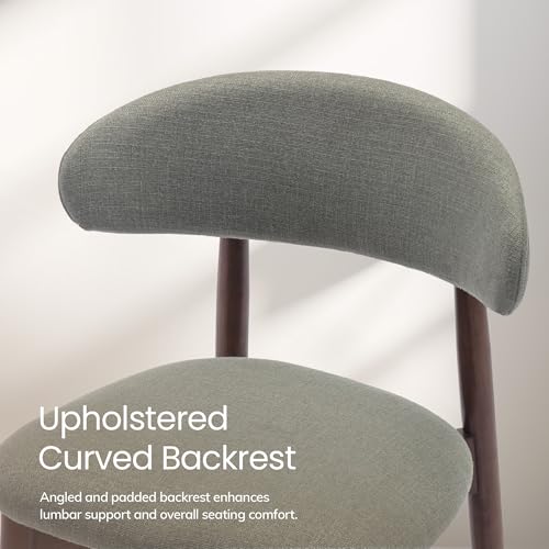 COLAMY Mid-Century Modern Wooden Dining Chair Set of 2, Indoor Upholstered Kitchen Chairs with 2.6" Cozy Padded Seat, Walnut Finish Side Dining Chair, [Green] - color: Green, size: 2 Chairs