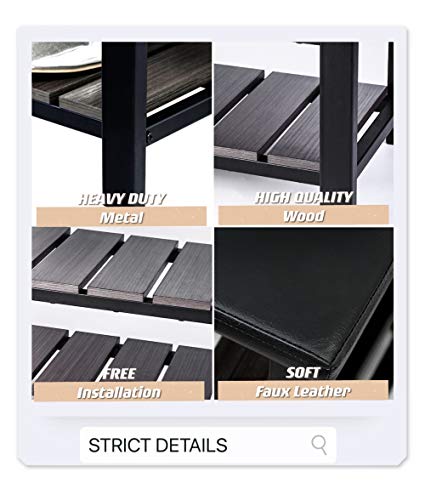 Finnhomy 3-Tier Shoe Rack Bench Cushion. Holds Up to 400 lb Rack, for Entryway, Bedroom, Hallway, Accent Furniturn, Elegant Black Wood - style: Modern