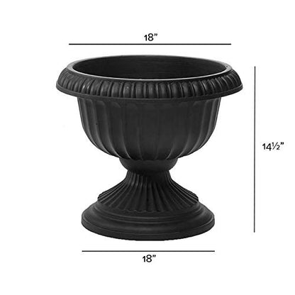 Root & Vessel, 39188.03, Grecian Urn Planter, 18-Inch, Black - color: Black, size: 18-Inch