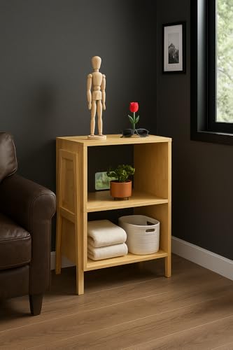 Bamboo Coffee Table Set of 2 – Modern End Tables for Living Room – Compact Side Corner Tables for Sofa or Bedroom – Minimalist Natural Wood Accent Furniture