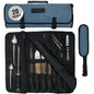 Asaya Waxed Nylon Chef Knife Roll Bag with 20 Slots and Zippered Pockets - Professional Chef Knife Bag & Storage Case, Tool Carrier with Shoulder Strap - Knives Not Included (Blue) - color: Blue
