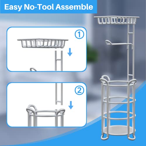 Toilet Paper Holder Stand with Shelf for Phone, Free Standing Tissue Roll Storage and Dispenser Rack for 4 Mega Rolls, Silver Gray - color: Silver Gray