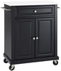 Crosley Furniture Compact Stone Top Small Rolling Cart with Shelves, Microwave Stand with Towel Rack, Black - color: Black, style: White Granite Top