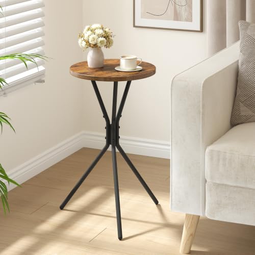 TUTOTAK Small Round End Table, Mini Side Table, Drink Table, Pedestal Table | for Small Spaces, Accent Nightstand, livingroom, Bedroom, Brown TB01BB098 - color: Brown, size: 1 Pack, style: Triangle