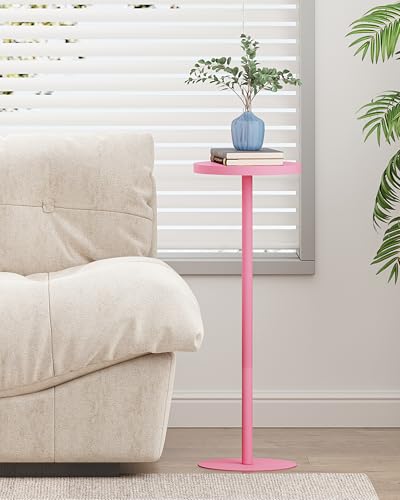 TUTOTAK Tall Round Side Table, Small End Table, Drink Table, Pedestal Table | for Small Space, Beside Table, Living Room and Bedroom, Pink TB01BP065 - color: Pink, size: 1 Pack, style: Ordinary