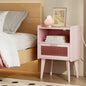 MMEOLUOOK Nightstand with Charging Station, Bedside Tables Pink End Table Side Table with 2 Tiers Storage Space, for Bedroom Living Room MLBZ07PE - color: Pink