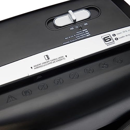 Amazon Basics 6-Sheet Cross-Cut Paper and Credit Card Shredder with 3.8 Gallon Bin, Shreds Staples, Black - color: Black, size: 6 Sheet