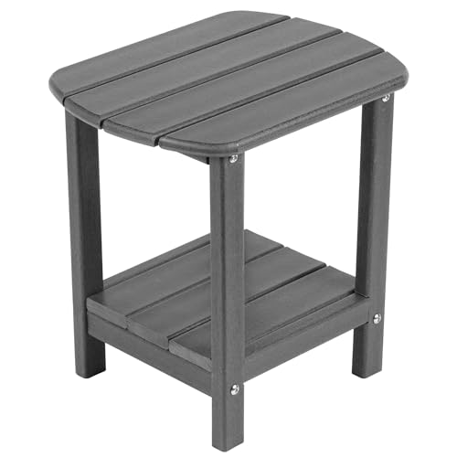 nalone Adirondack Side Table 16.5" Outdoor Side Table HDPE Plastic Double Adirondack End Table Small Table for Patio(Grey) - color: Grey