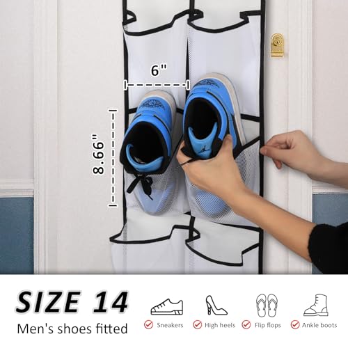 GOMAJI 2PK 12 Large Pockets Over Door Hanging Shoe Organizer - color: White